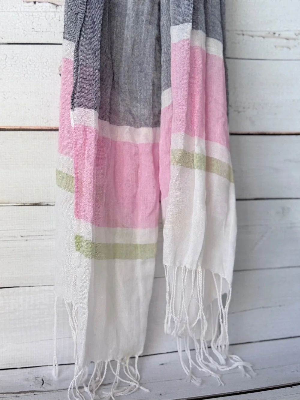 Charming Charlie White and Light Green Scarf